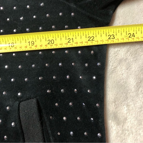 Calvin Klein Black Velour Full Zip Hooded Jacket With Silver Rhinestones - Picture 7 of 13